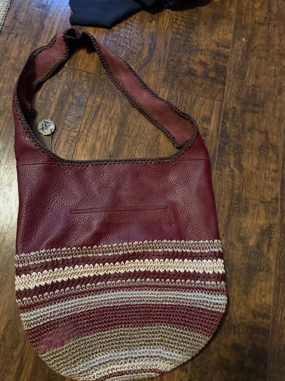 The Sak Maroon Crochet-Trim Shoulder Bag